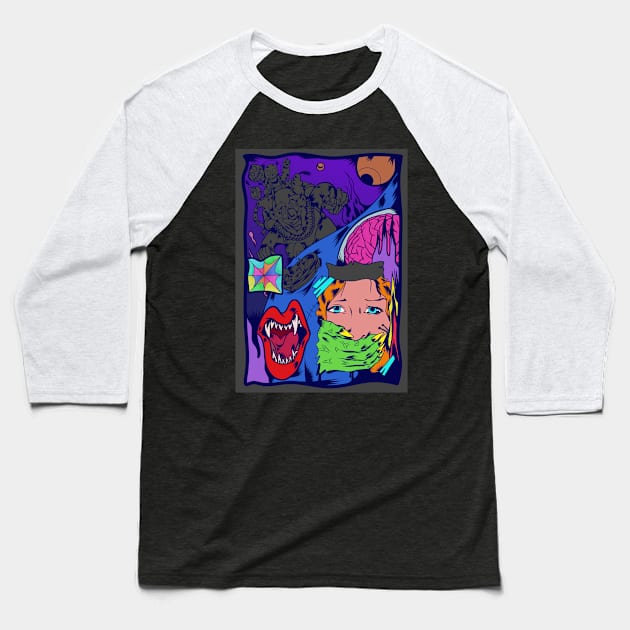 Dope scary night time story graffiti illustration Baseball T-Shirt by slluks_shop